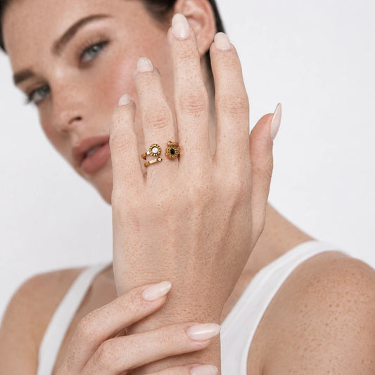 Mixed Medallion Triple Ring