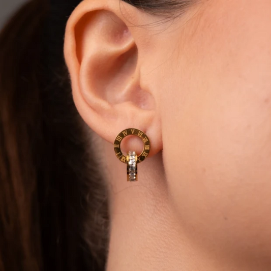 Roman Numeral Crystal Drop Earrings