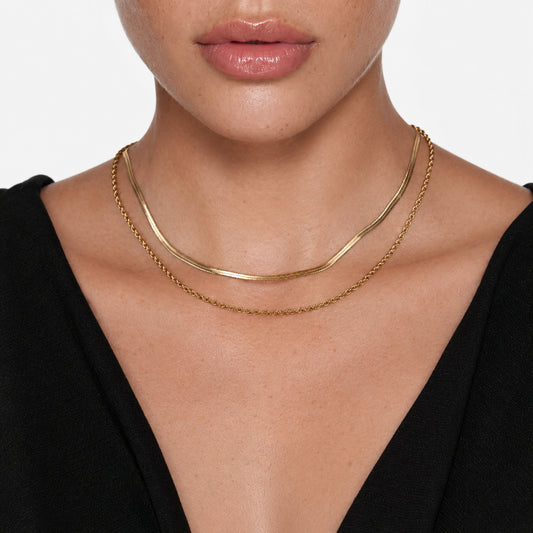 Herringbone & Rope Layered Necklace