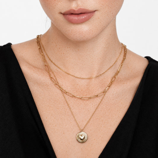Mixed Chain Medallion Necklace