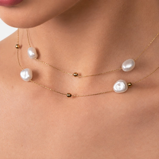 Irregular Pearl Layered Necklace