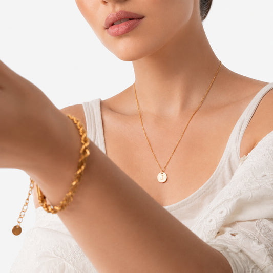 Initial Coin Pendant Necklace