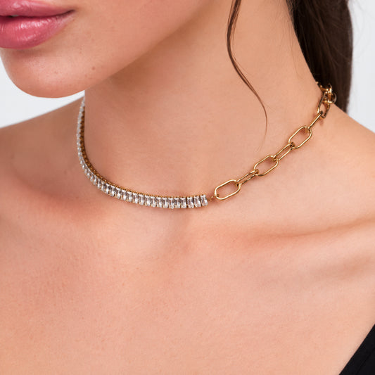 Mixed Crystal Link Necklace
