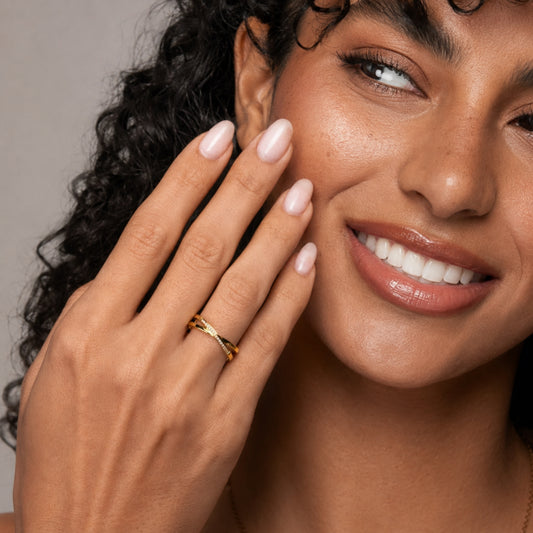 Crossed Crystal Band Ring