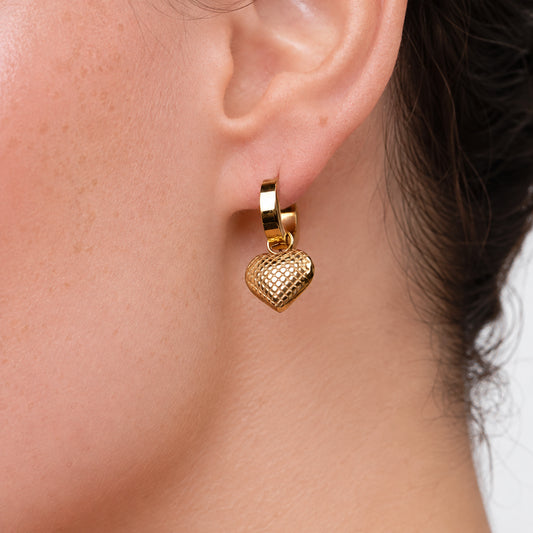 Heart Drop Huggie Earrings