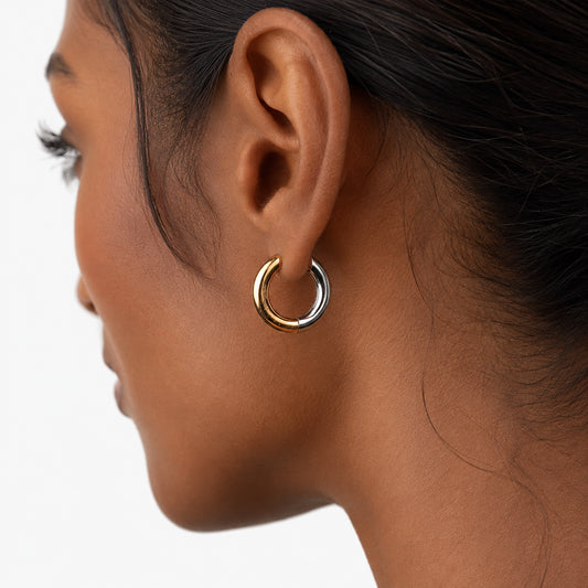 Two-Tone Huggie Earrings