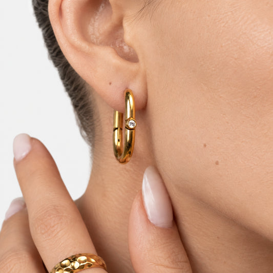 Crystal Oval Hoop Earrings