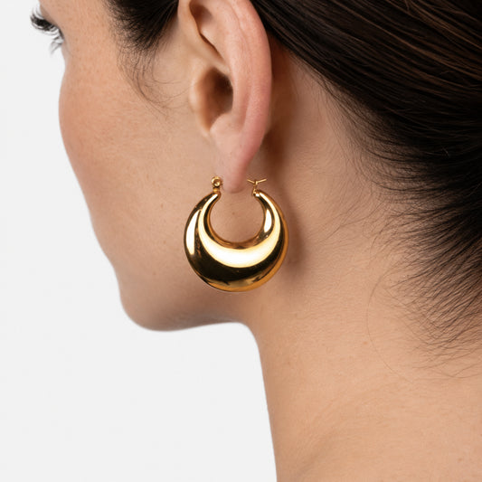 Wide Crescent Hoop Earrings