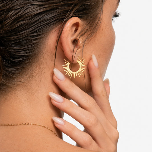 Sunburst Open Hoop Earrings