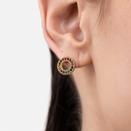 Rainbow Halo Stud Earrings